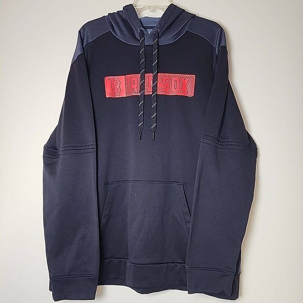 MBL‎ Genuine Boston Red Sox Hoodie Men's Extra Large Black Red Vinyl Fleece 2019